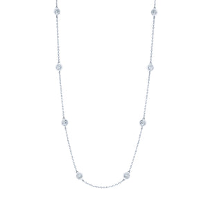 18K White Gold Diamond Stations Necklace - FN304B8