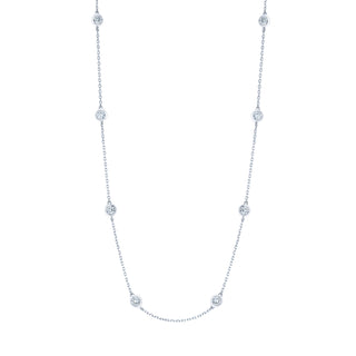 18K White Gold Diamond Stations Necklace - FN304B8 thumbnail