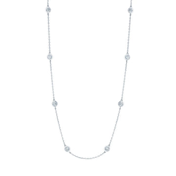 18K White Gold Diamond Stations Necklace - FN304B8