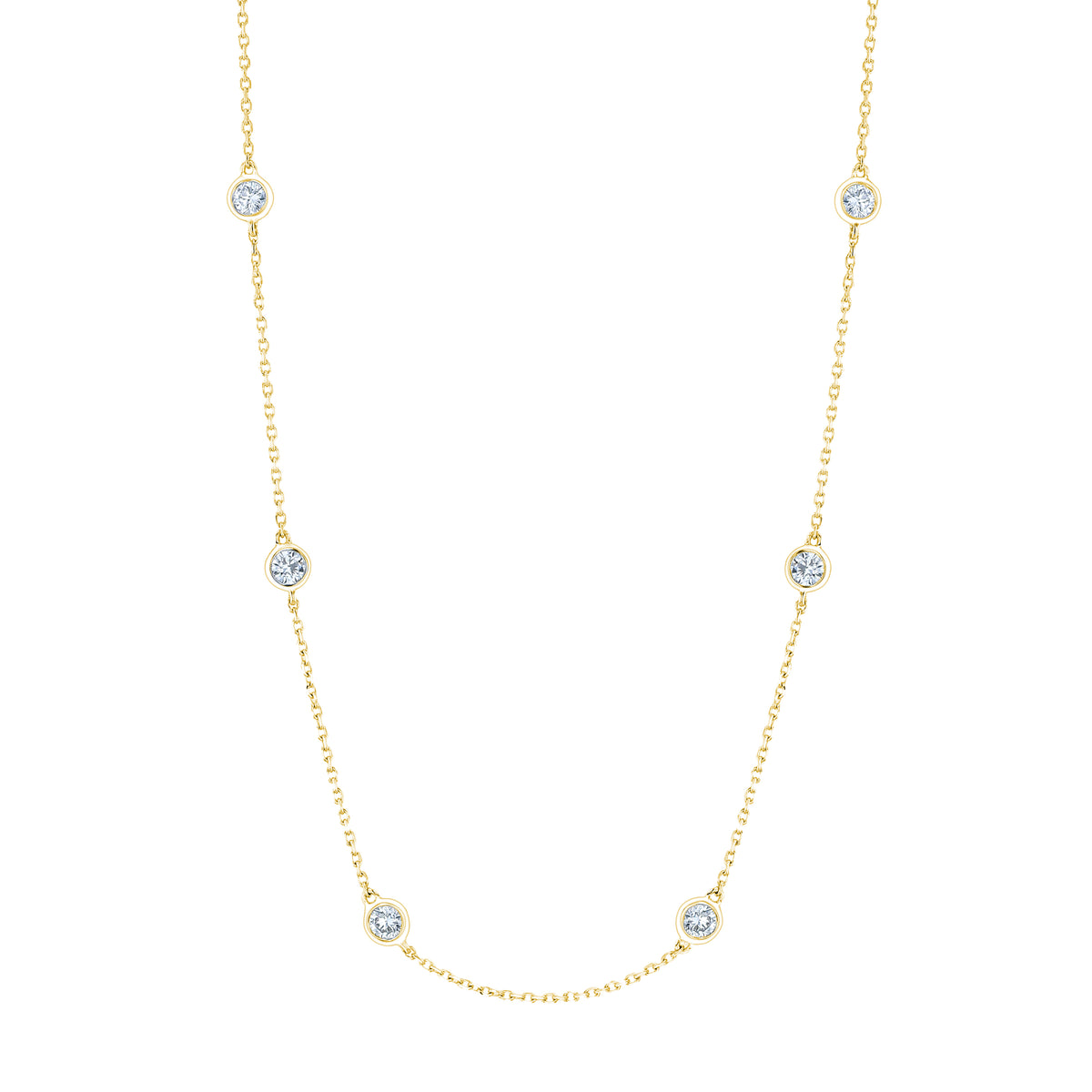 18K Yellow Gold Diamond Station Necklace - FN304B8Y