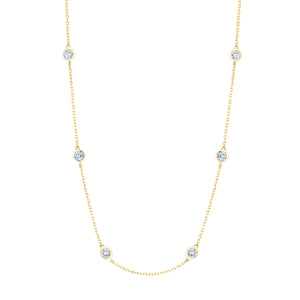18K Yellow Gold Diamond Station Necklace - FN304B8Y