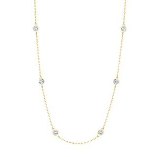 18K Yellow Gold Diamond Station Necklace - FN304B8Y thumbnail