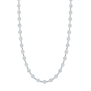 18K White Gold 16" Diamond Bezel Necklace, 10.45ct G-H, SI1-SI2