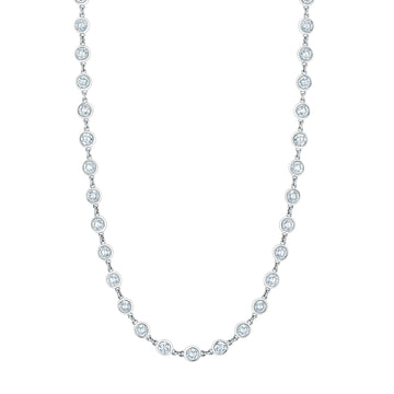 18K White Gold 16" Diamond Bezel Necklace, 10.45ct G-H, SI1-SI2
