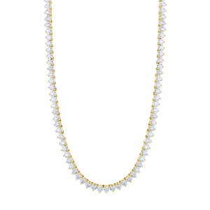 18K Yellow Gold 16" 3 Prong Round Diamond Opera Necklace, 11.45ct G-H, SI1-SI2