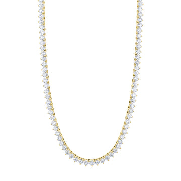 18K Yellow Gold 16" 3 Prong Round Diamond Opera Necklace, 11.45ct G-H, SI1-SI2