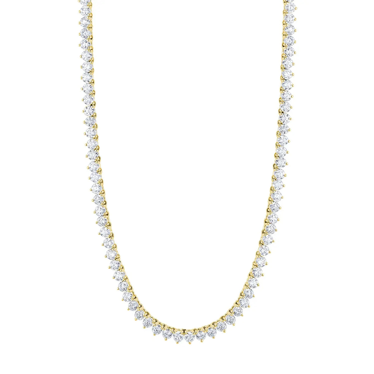 18K Yellow Gold 16" 3 Prong Round Diamond Opera Necklace, 16.5ct G-H, SI1-SI2