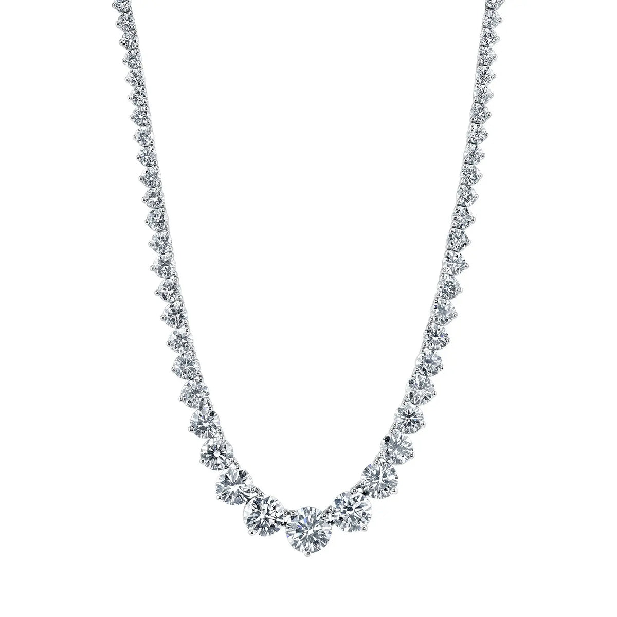 Platinum 16" 3 Prong Round Diamond Riviera Necklace, 11ct G-H, VS