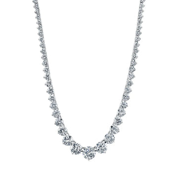Platinum 16" 3 Prong Round Diamond Riviera Necklace, 11ct G-H, VS
