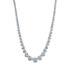 18K White Gold 16" 3 Prong Round Diamond Riviera Necklace, 13ct G-H, SI1-SI2