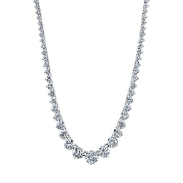 18K White Gold 16" 3 Prong Round Diamond Riviera Necklace, 13ct G-H, SI1-SI2