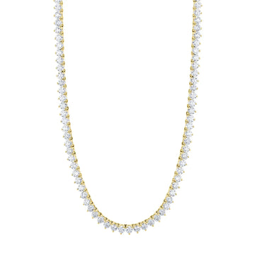 18K Yellow Gold 16" 3 Prong Round Diamond Opera Necklace, 5ct G-H, SI1-SI2