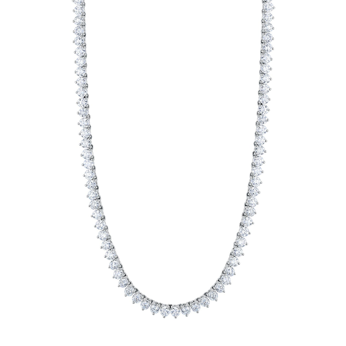 18K White Gold 16" 3 Prong Round Diamond Opera Necklace, 5ct G-H, SI1-SI2