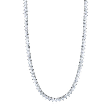 18K White Gold 16" 3 Prong Round Diamond Opera Necklace, 5ct G-H, SI1-SI2