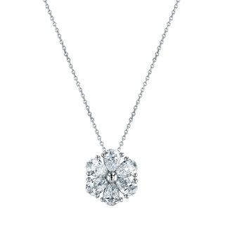 18K White Gold 16" Pear-Shaped Diamond Flower Pendant, 1.2ct G-H, SI1-SI2 thumbnail