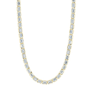 18K Yellow Gold 16" East West Emerald-Cut Diamond Bezel-Set Tennis Necklace, 10ct G-H, VS