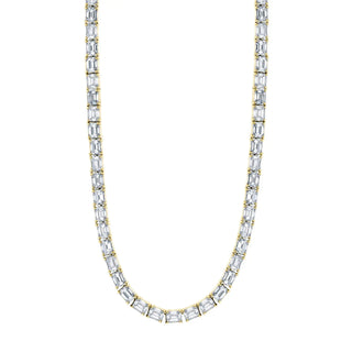 18K Yellow Gold 16" East West Emerald-Cut Diamond Tennis Necklace, 12.5ct G-H, VS thumbnail
