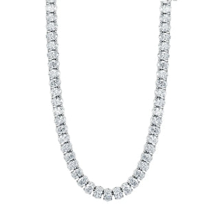 18K White Gold 16" North South Oval-Cut Diamond Tennis Necklace, 14.6ct G-H, SI1-SI2 thumbnail