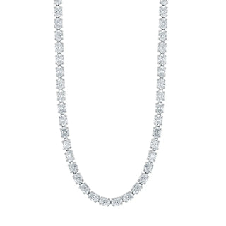 18K White Gold 16" East West Oval-Cut Diamond Tennis Necklace, 17.4ct G-H, VS thumbnail