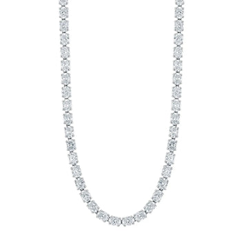 18K White Gold 16" East West Oval-Cut Diamond Tennis Necklace, 17.4ct G-H, VS