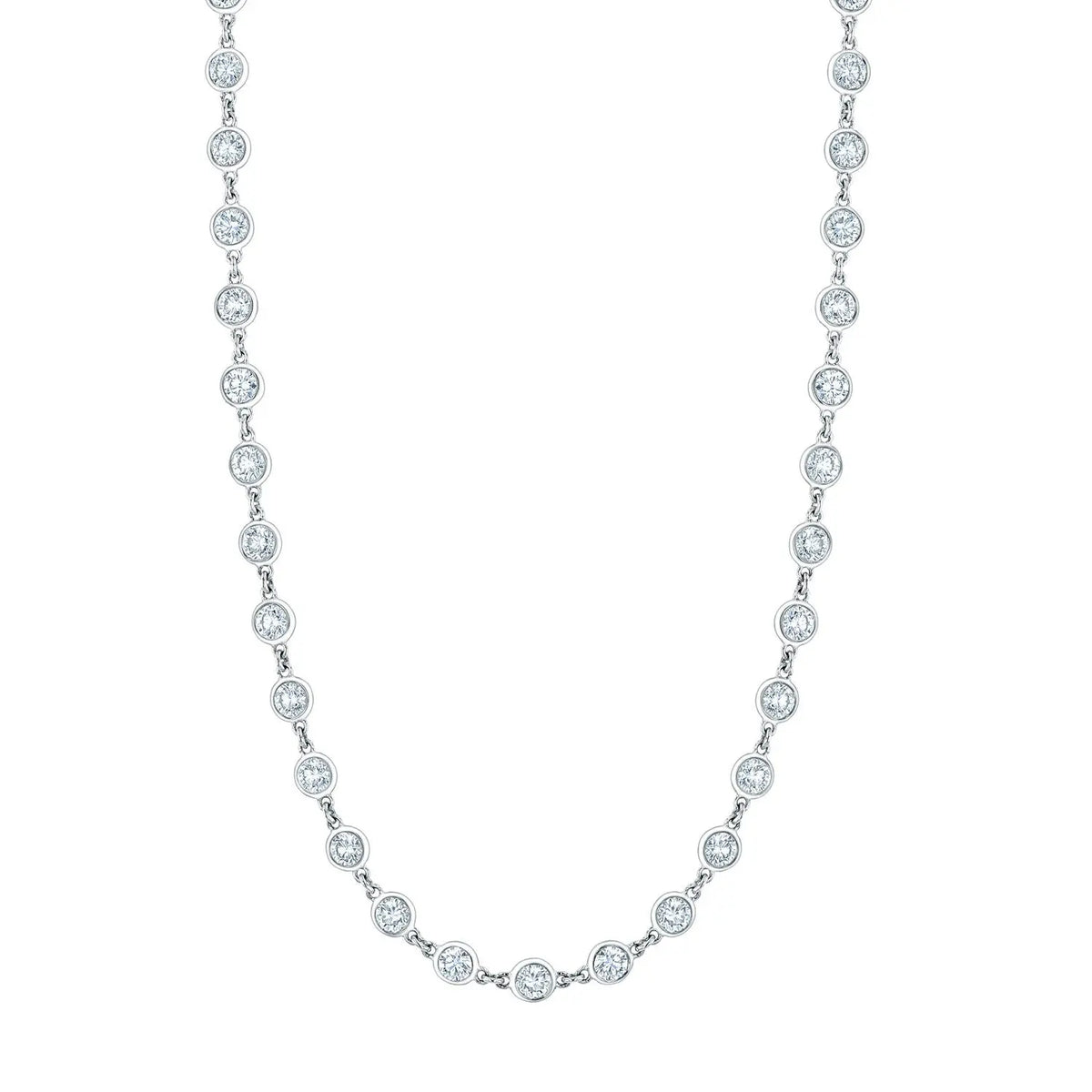 18K White Gold 16" Diamond Bezel Chain Necklace, 2.25ct G-H, SI1-SI2