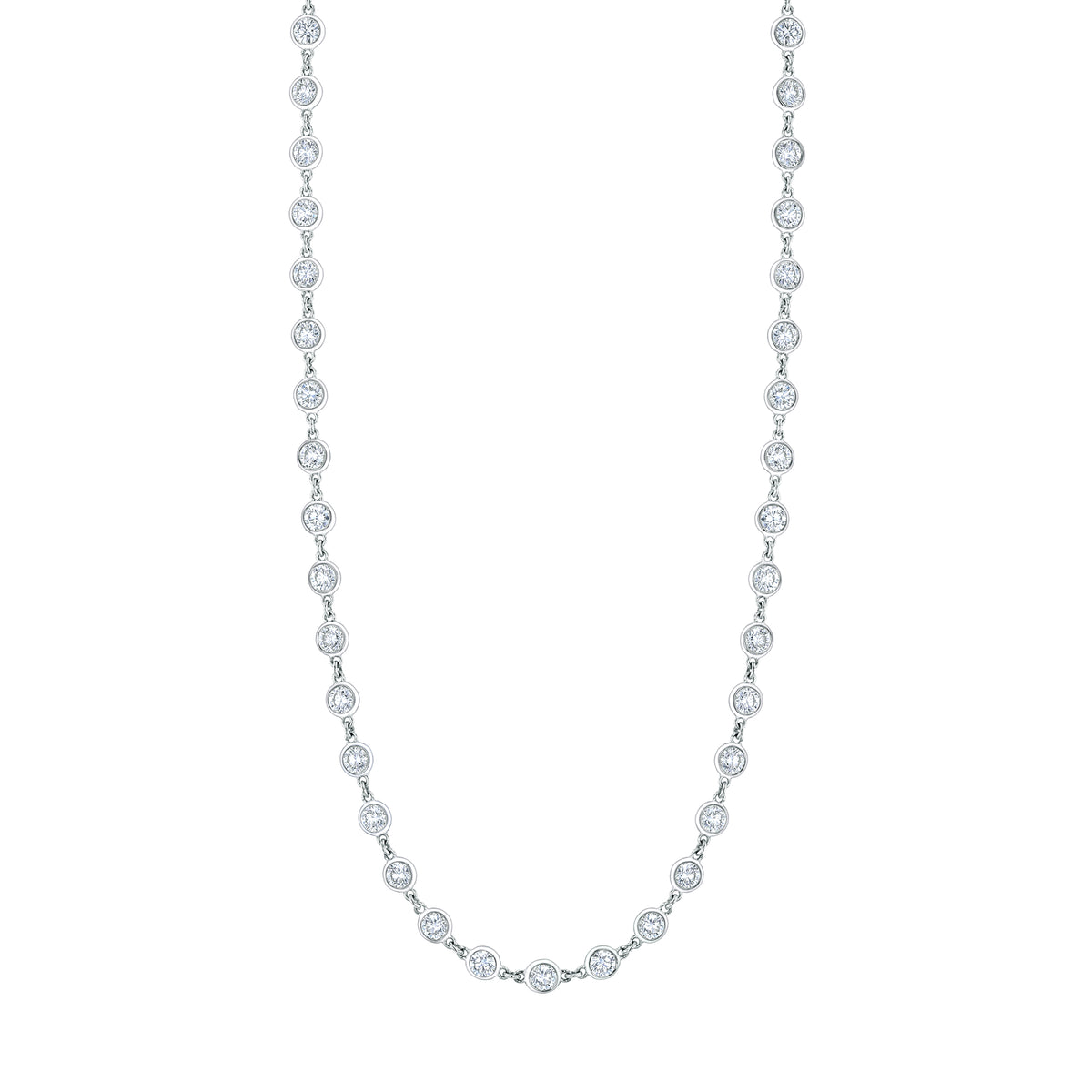 18K White Gold Diamond Line Necklace - FN412B