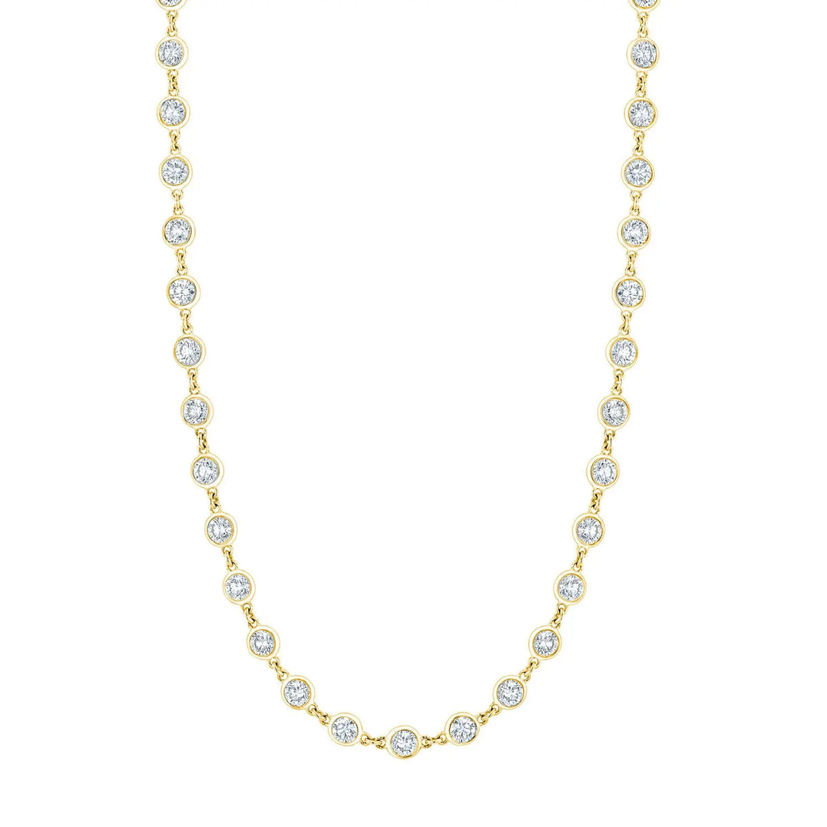 18K Yellow Gold 16" Diamond Bezel Chain Necklace, 2.25ct G-H, SI1-SI2