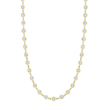 18K Yellow Gold 16" Diamond Bezel Chain Necklace, 2.25ct G-H, SI1-SI2