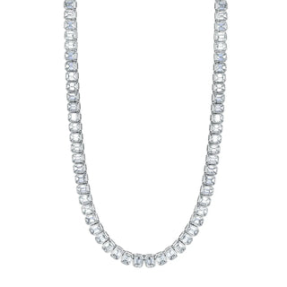 18K White Gold 16" North South Emerald-Cut Diamond Bezel-Set Tennis Necklace, 16.65ct G-H, VS thumbnail