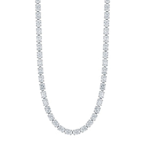 18K White Gold 16" East West Oval-Cut Diamond Tennis Necklace, 14.7ct G-H, SI1-SI2