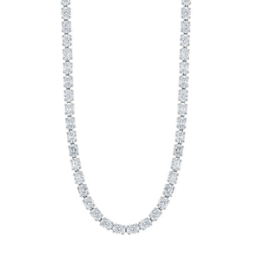 18K White Gold 16" East West Oval-Cut Diamond Tennis Necklace, 14.7ct G-H, SI1-SI2