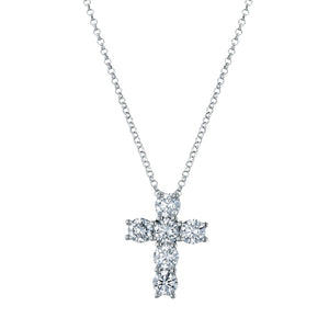 Platinum 16" Six Stone Round Diamond Cross, 6ct H-I, SI3