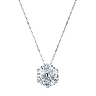 Platinum 16" Pear-Shaped Diamond Flower Pendant, 1.5ct G-H, VS thumbnail