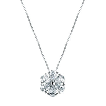 Platinum 16" Pear-Shaped Diamond Flower Pendant, 1.5ct G-H, VS