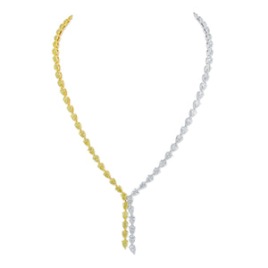 White and Yellow Diamonds Lariat Necklace