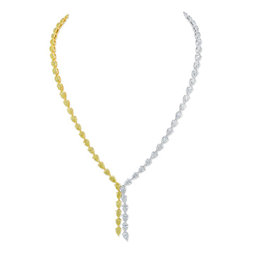 White and Yellow Diamonds Lariat Necklace
