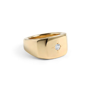 Square Signet Ring with Diamond