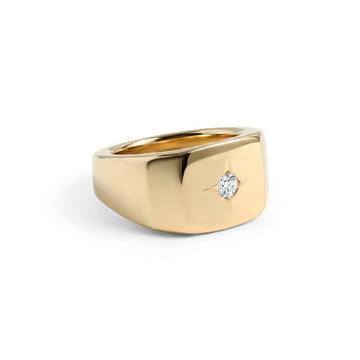 Square Signet Ring with Diamond