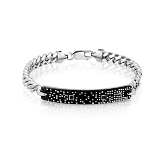 Mens Textured ID Bracelet with Stones thumbnail