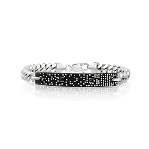 Mens Textured ID Bracelet with Stones