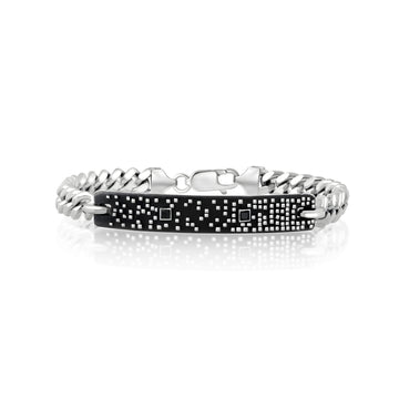 Mens Textured ID Bracelet with Stones