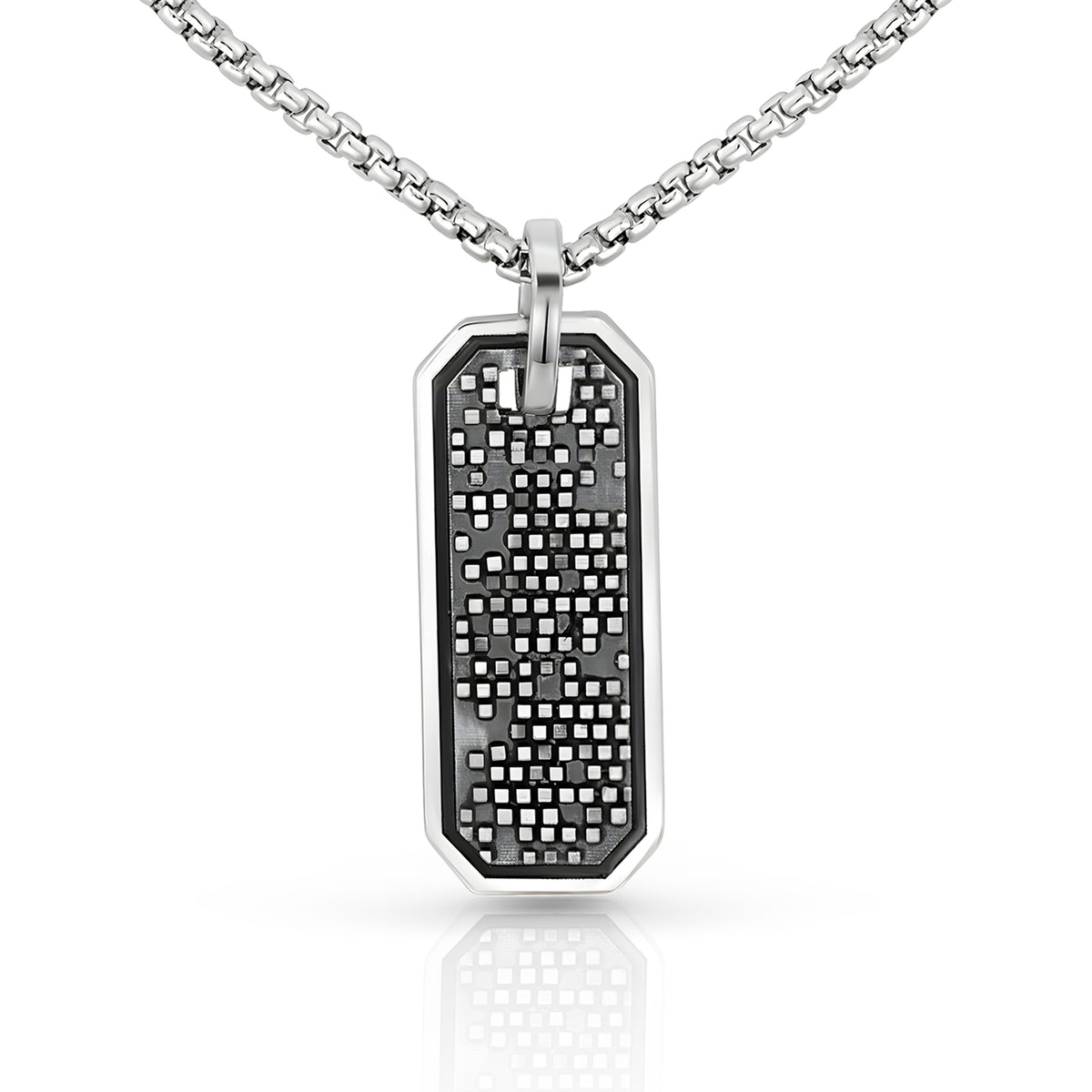 Mens Textured Silver Dogtag