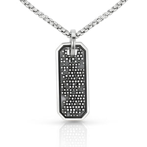 Mens Textured Silver Dogtag