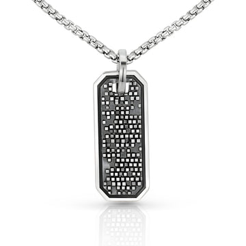 Mens Textured Silver Dogtag