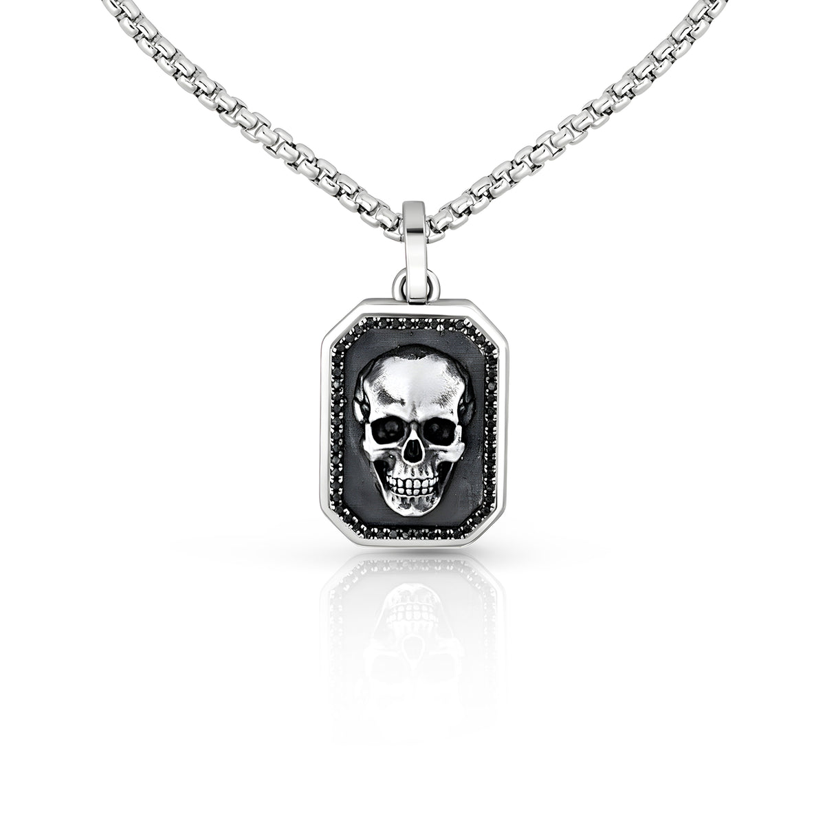 Skull Amulet with Black Diamond Border