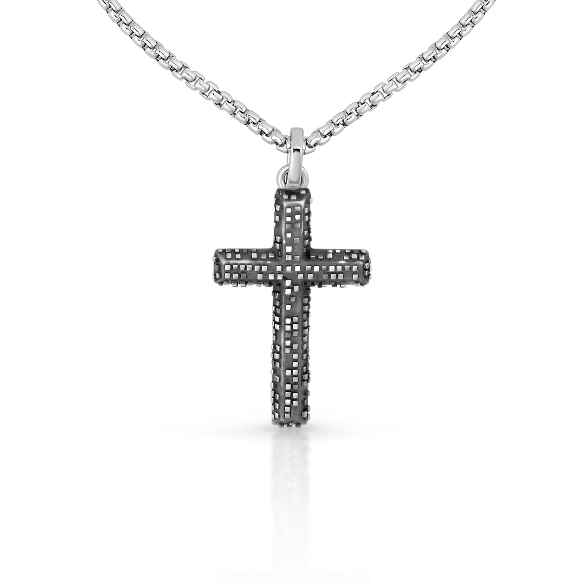 Mens Textured Cross Necklace