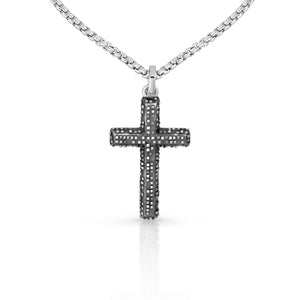 Mens Textured Cross Necklace