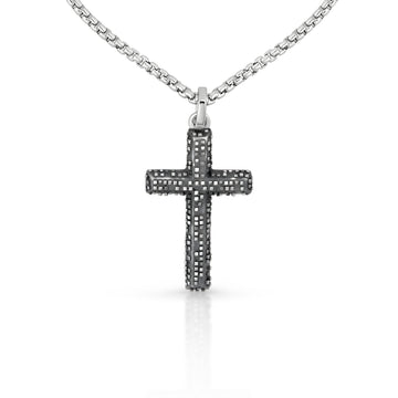Mens Textured Cross Necklace