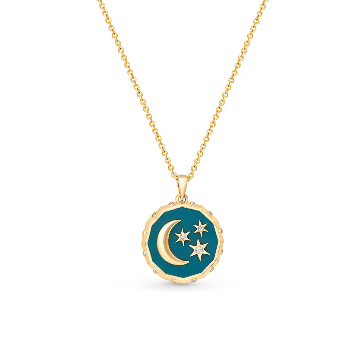 Moon and Stars Enamel Pendant