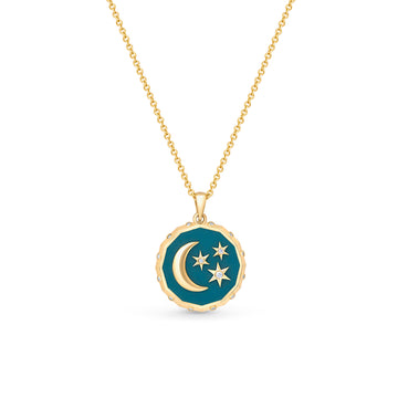 Moon and Stars Enamel Pendant
